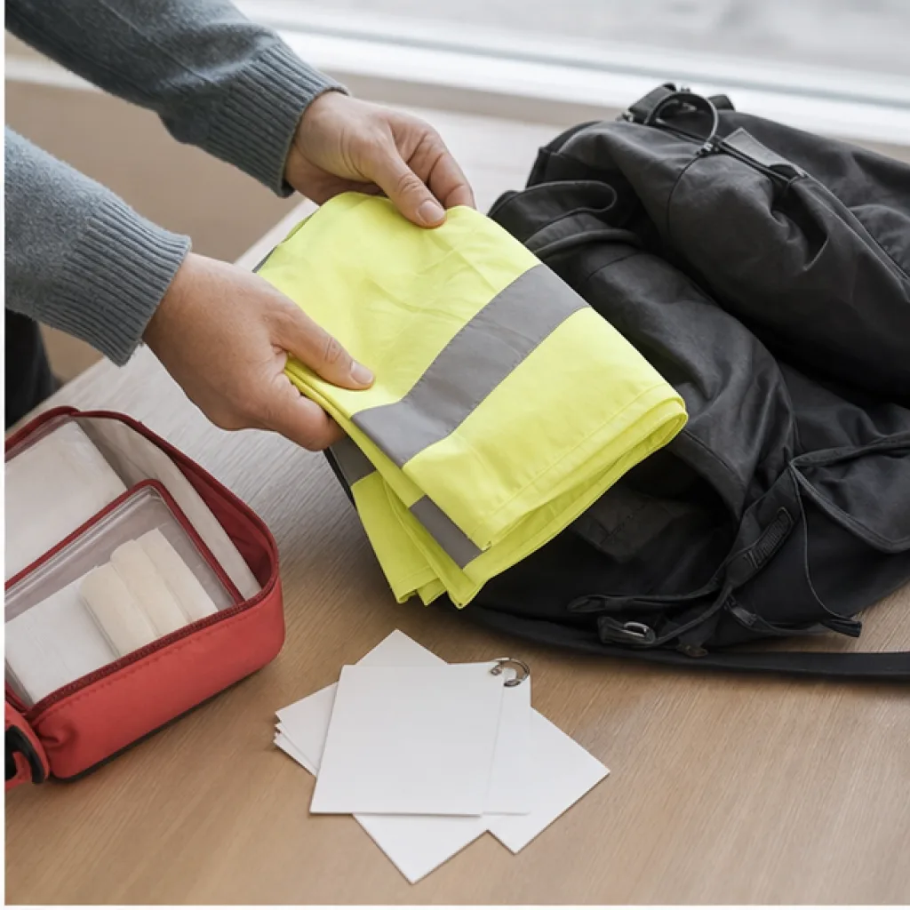 Reflexväst och första hjälpen-material packas inför skolresan